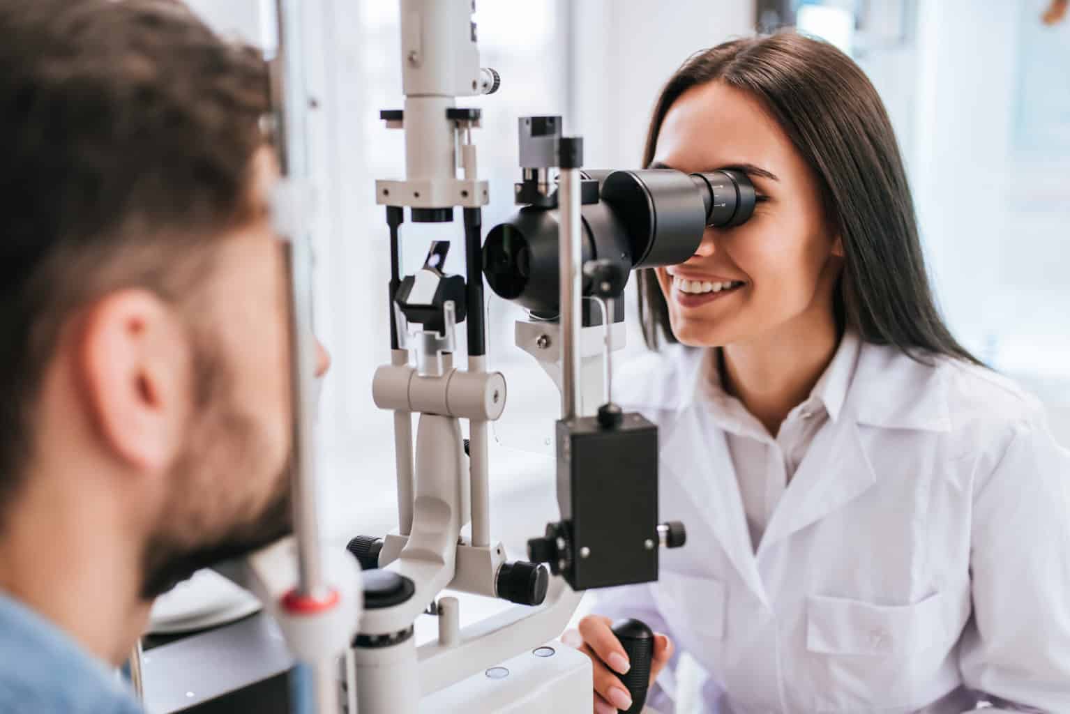 Doctor giving a patient an eye exam